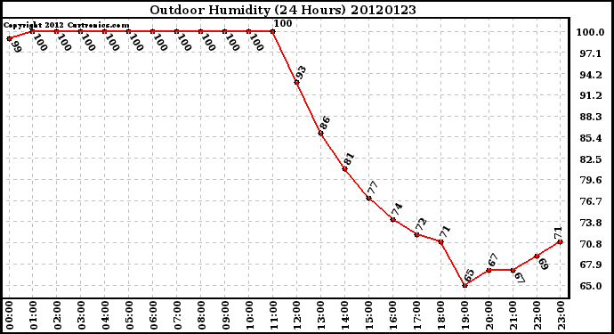 Milwaukee Weather Outdoor Humidity<br>(24 Hours)
