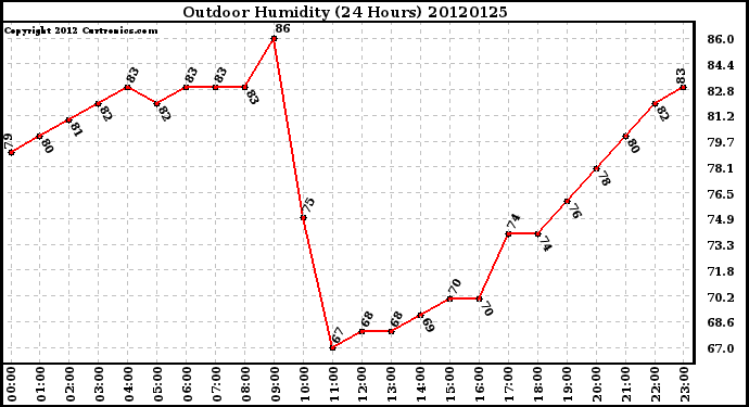 Milwaukee Weather Outdoor Humidity<br>(24 Hours)