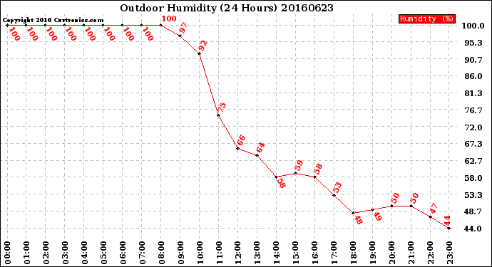 Milwaukee Weather Outdoor Humidity<br>(24 Hours)