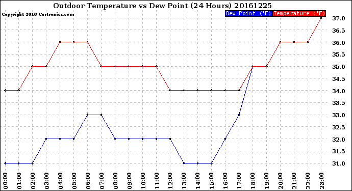 Milwaukee Weather Outdoor Temperature<br>vs Dew Point<br>(24 Hours)