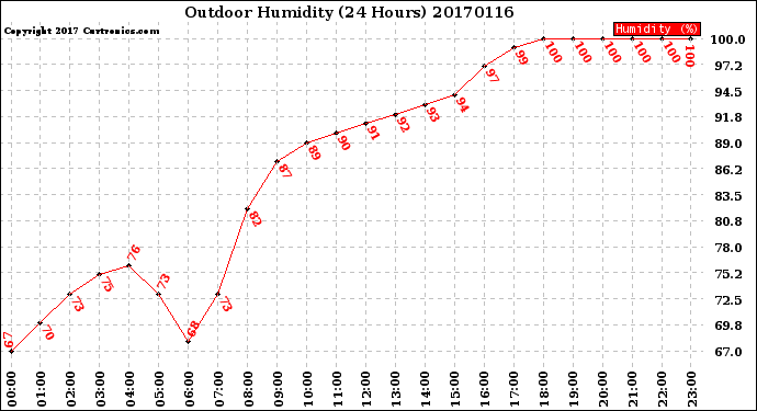 Milwaukee Weather Outdoor Humidity<br>(24 Hours)
