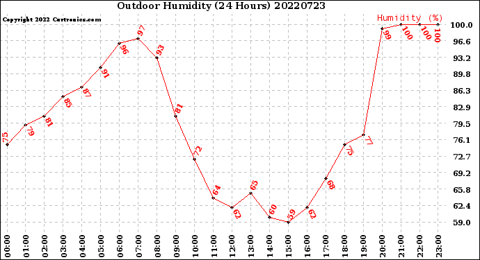 Milwaukee Weather Outdoor Humidity<br>(24 Hours)